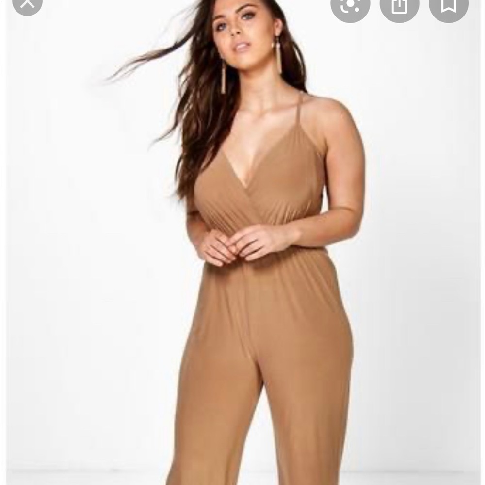 Boohoo plus nude jumpsuit